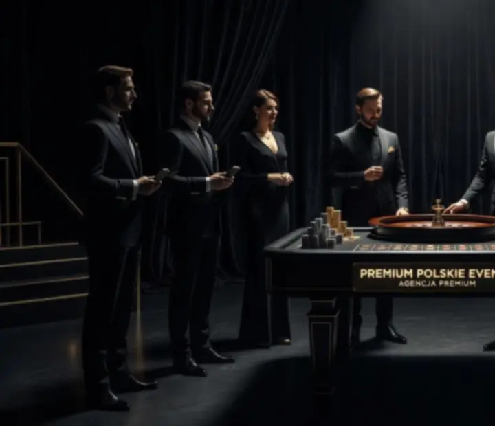 Mroczny scenariusz eventu w klimacie noir z eleganckimi gośćmi przy stole