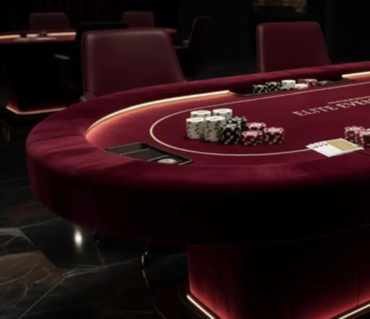 Mobilny stół pokerowy z aksamitnym wykończeniem i podświetleniem LED na eleganckim evencie