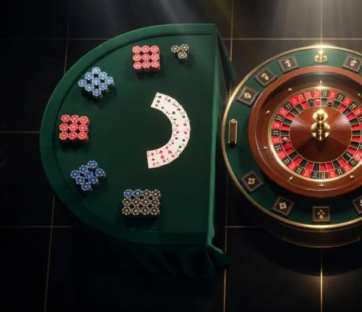 Eleganckie stoły pokerowe, ruletkowe i blackjackowe w oprawie świetlnej